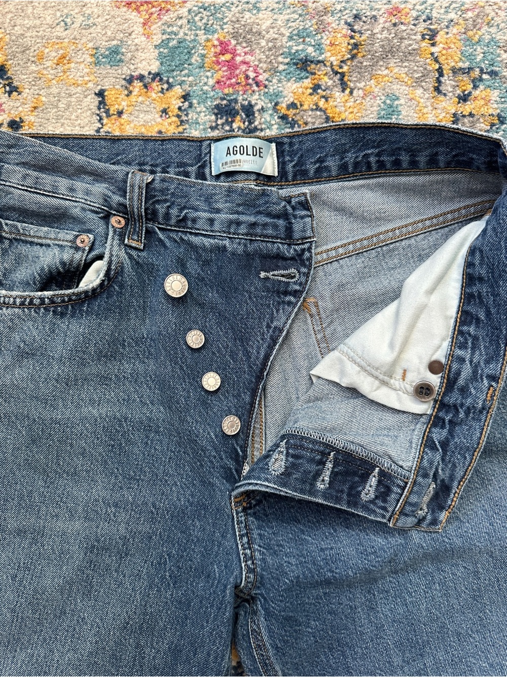 AGOLDE Criss Cross High Rise Straight Leg Denim Jeans Size 28 - Picture 7 of 10